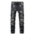 Motorcycle Casual Straight Pants Men's Jeans Mid Waisted Jeans